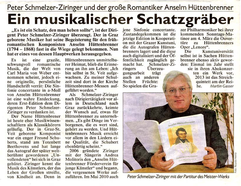 Ein musikalischer Schatzgräber - Kronen Zeitung, 1.3.2012