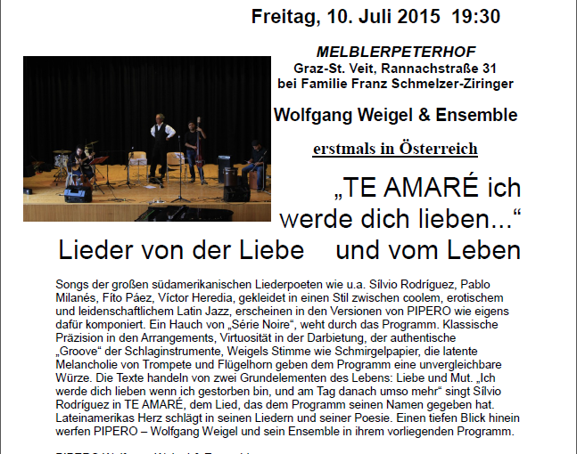 Konzert am 10.7.2015: Pipero & Ensemble